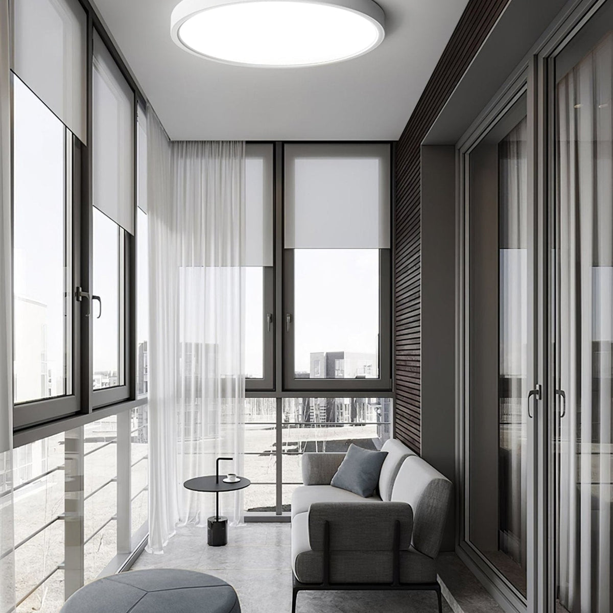 Minimalist Iron Flush Mount Ceiling Light With Slim Low-Profile Design