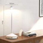Modern Aluminum Cone LED Rechargeable Table Lamp With Stepless Dimming