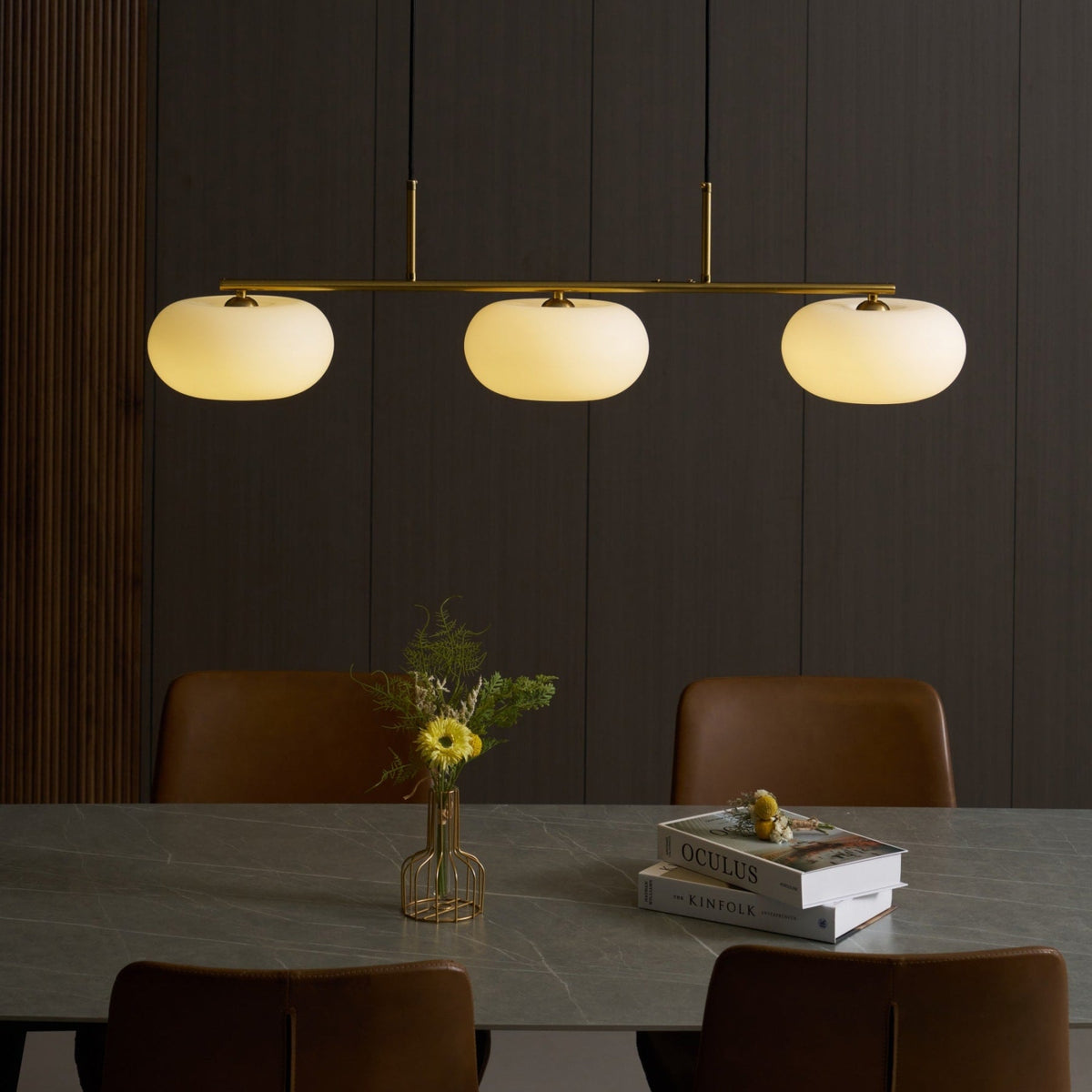 Modern Glass Pendant Light With Tri-Color LED Glow