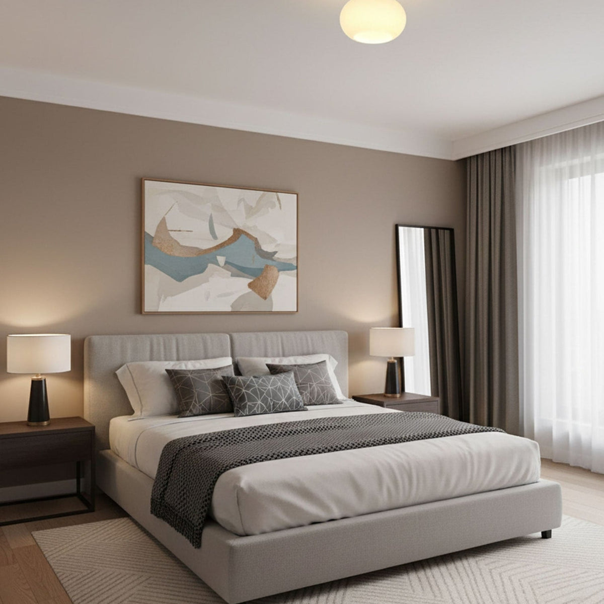 Modern Solid Wood Semi-Flush Ceiling Light for Living Room