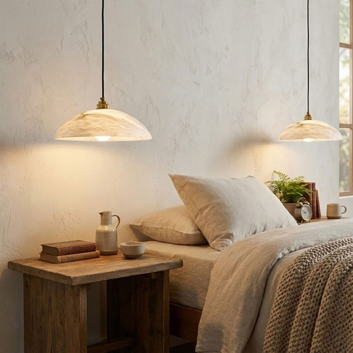 Modern Marble and Copper Pendant Light for Dining Room