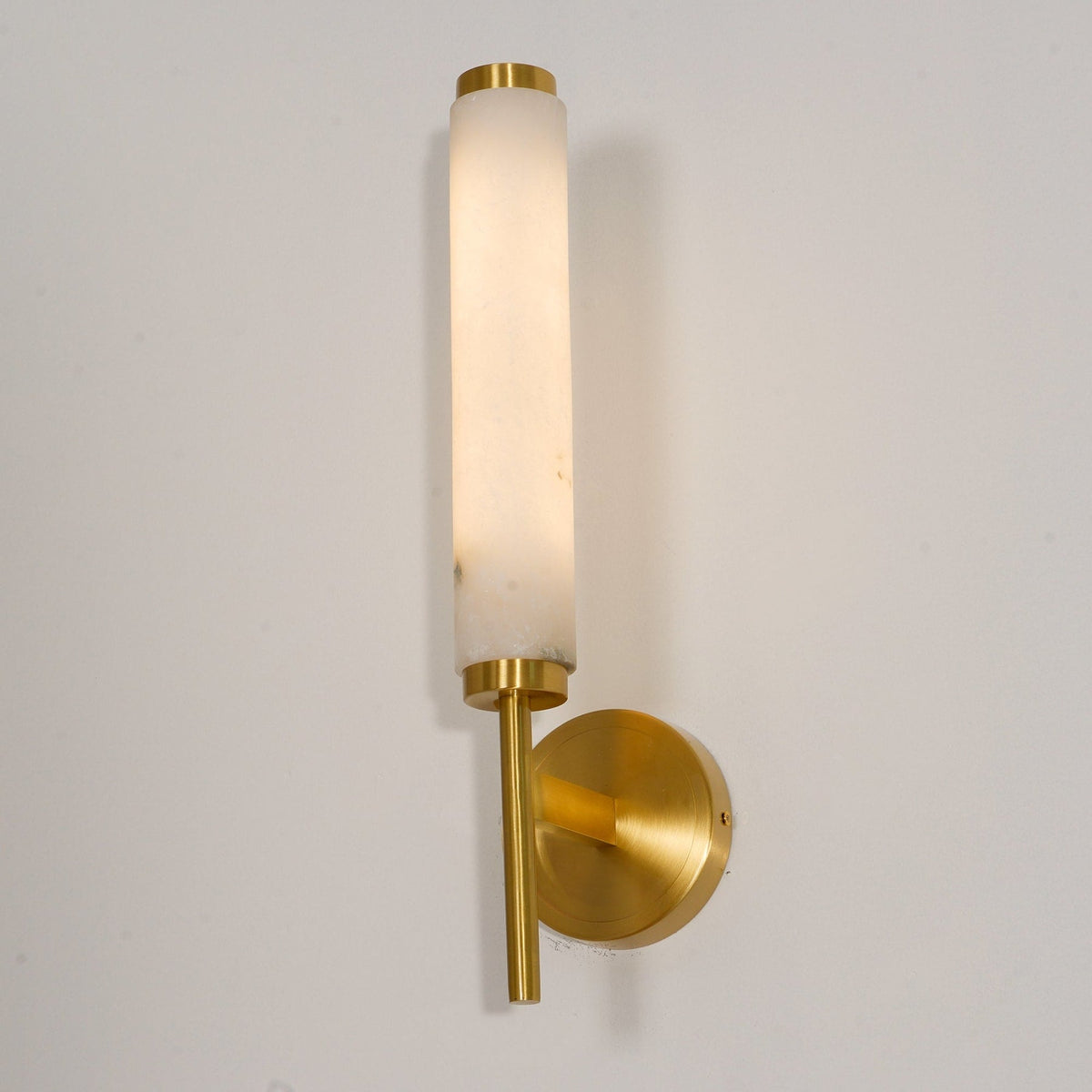 Modern Metal and Faux Alabaster Wall Sconce for Living Room
