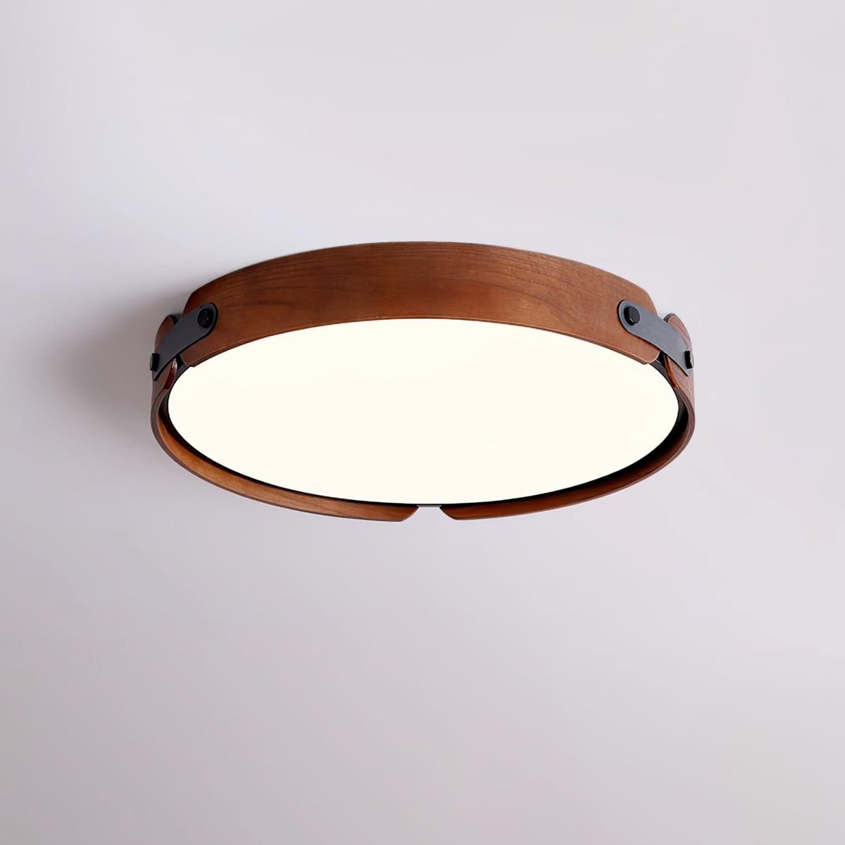 Scandinavian Wood Flush Mount Ceiling Light With Slim Low-Profile Design