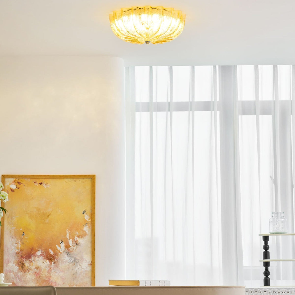 Vintage Glass Flush Mount Ceiling Light for Living Room