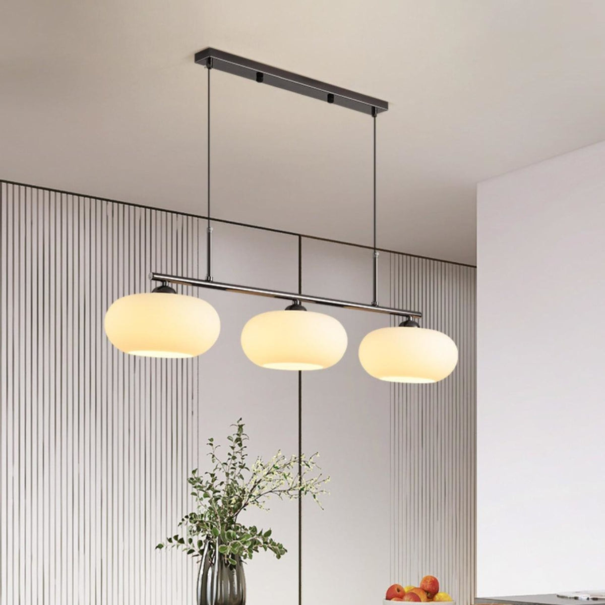 Modern Glass Pendant Light With Tri-Color LED Glow
