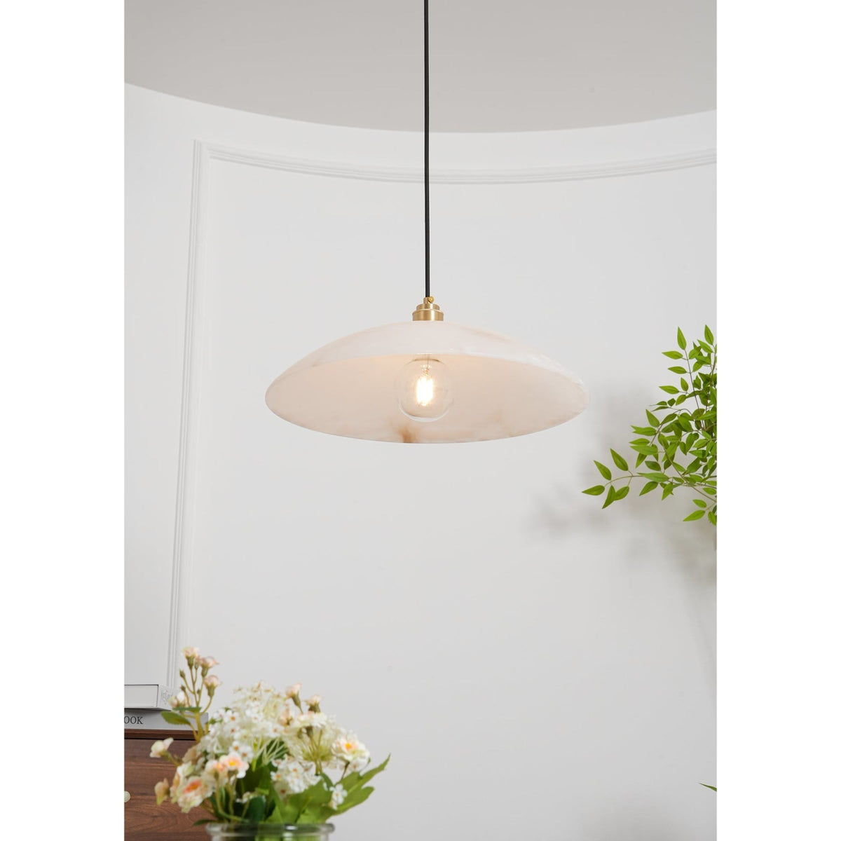 Modern Marble and Copper Pendant Light for Dining Room