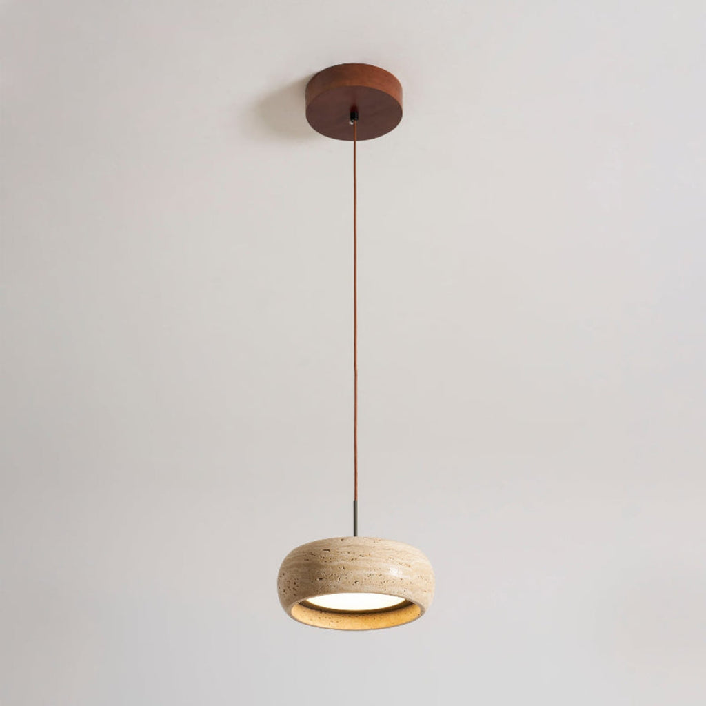Modern Travertine Stone Pendant Light With Dimmable Remote Control