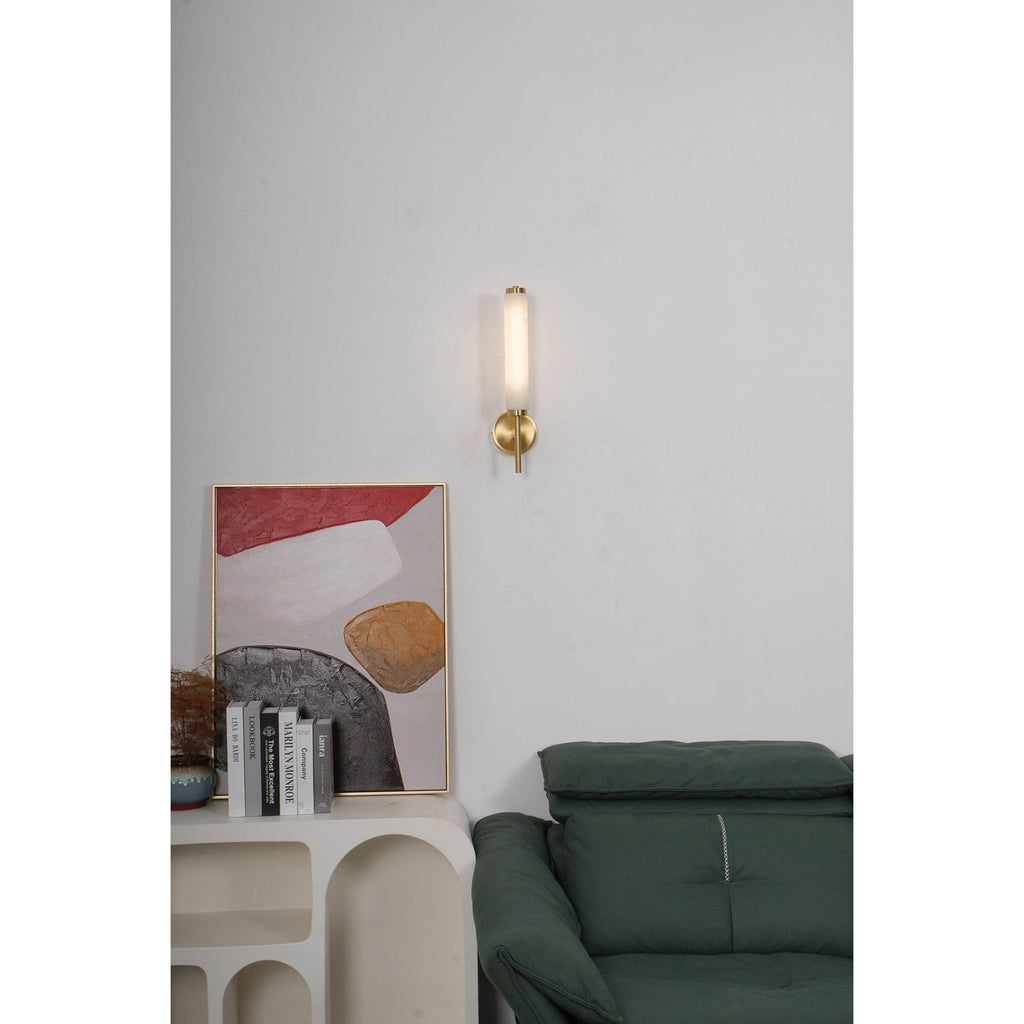 Modern Metal and Faux Alabaster Wall Sconce for Living Room