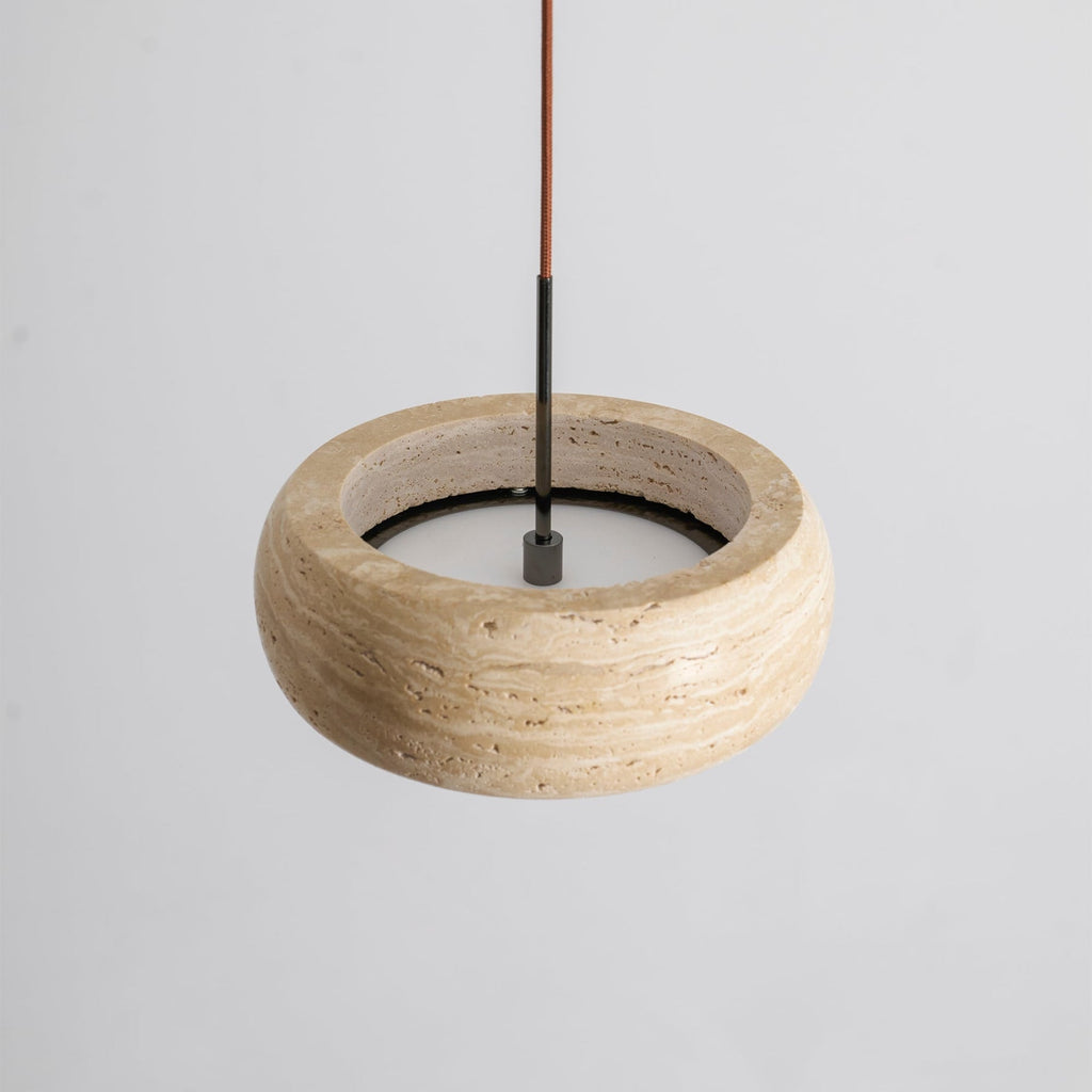 Modern Travertine Stone Pendant Light With Dimmable Remote Control