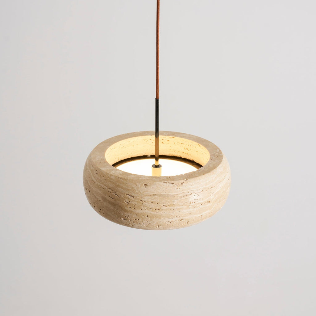 Modern Travertine Stone Pendant Light With Dimmable Remote Control