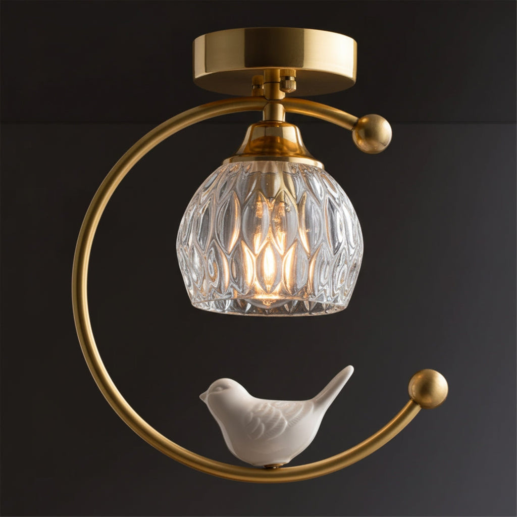 Modern Solid Brass Flush Mount Ceiling Light