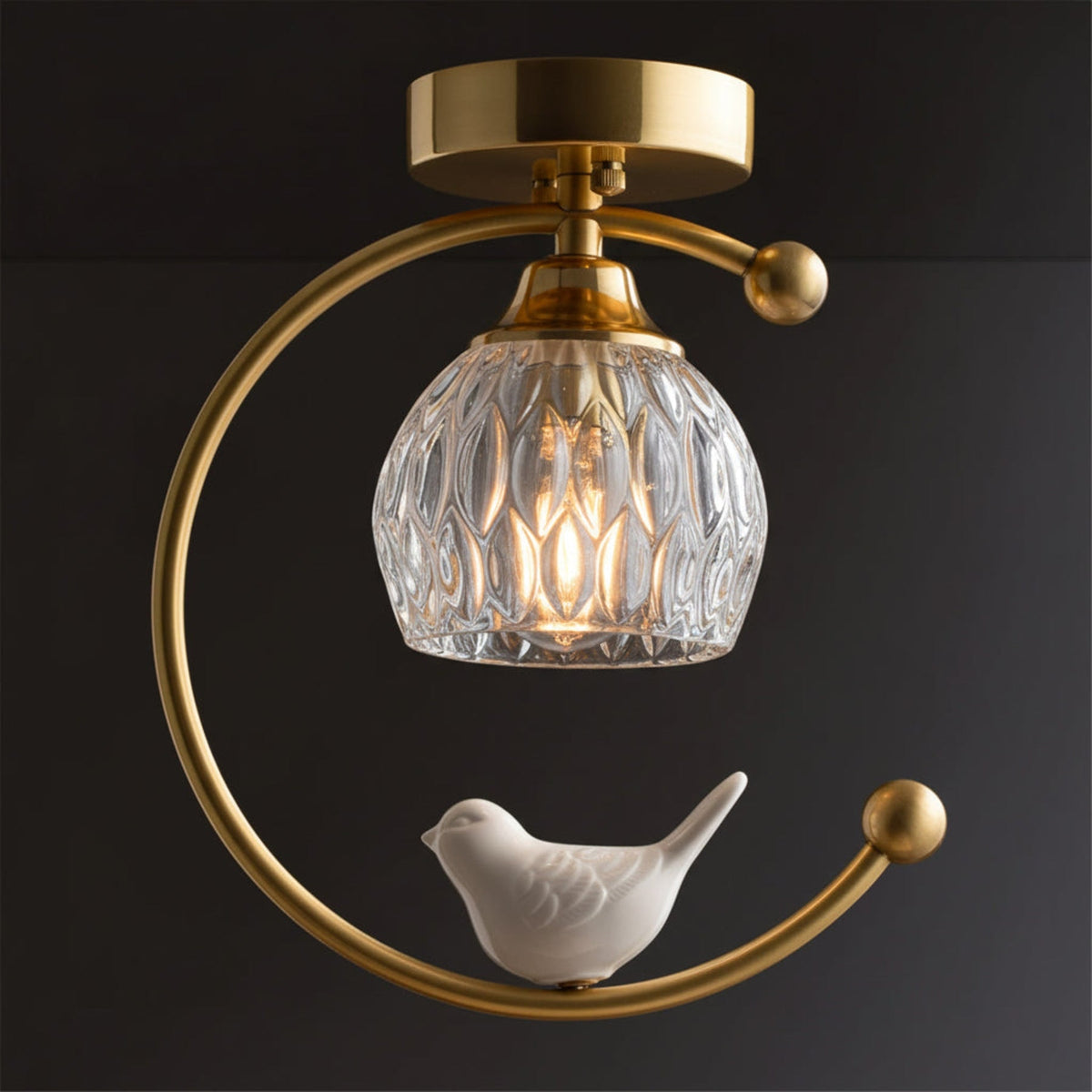 Modern Solid Brass Flush Mount Ceiling Light