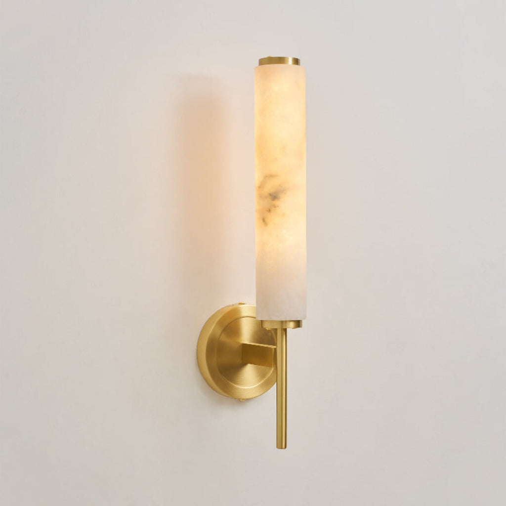 Modern Metal and Faux Alabaster Wall Sconce for Living Room
