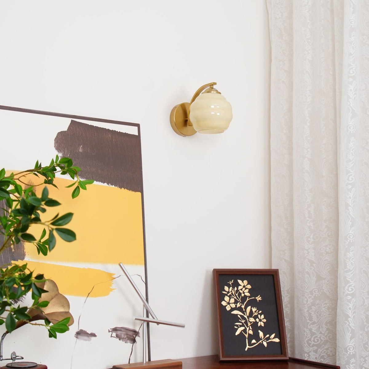 Modern Iron and Glass Wall Sconce With Warm LED Glow