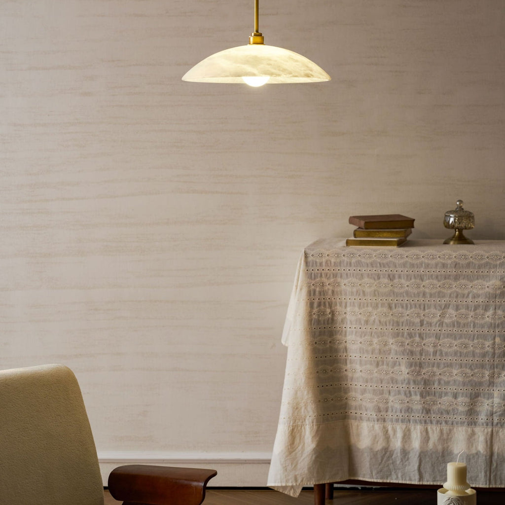 Modern Marble and Copper Pendant Light for Dining Room