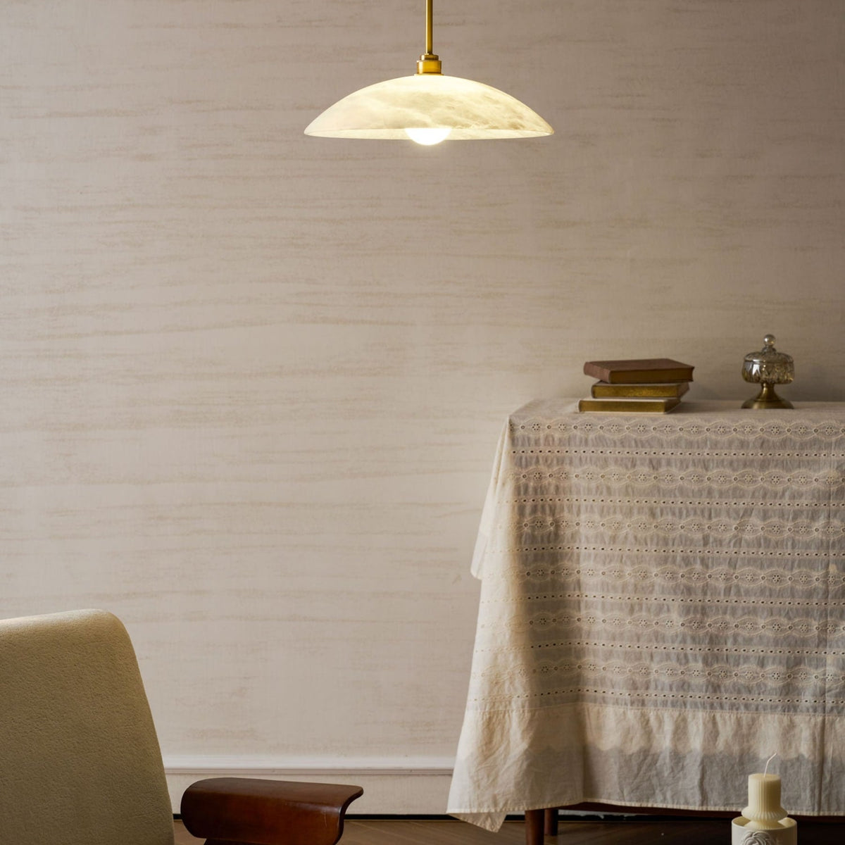 Modern Marble and Copper Pendant Light for Dining Room