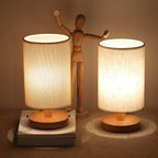 Scandinavian Wood Table Lamp With Linen Shade