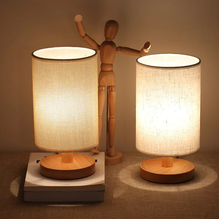 Scandinavian Wood Table Lamp With Linen Shade