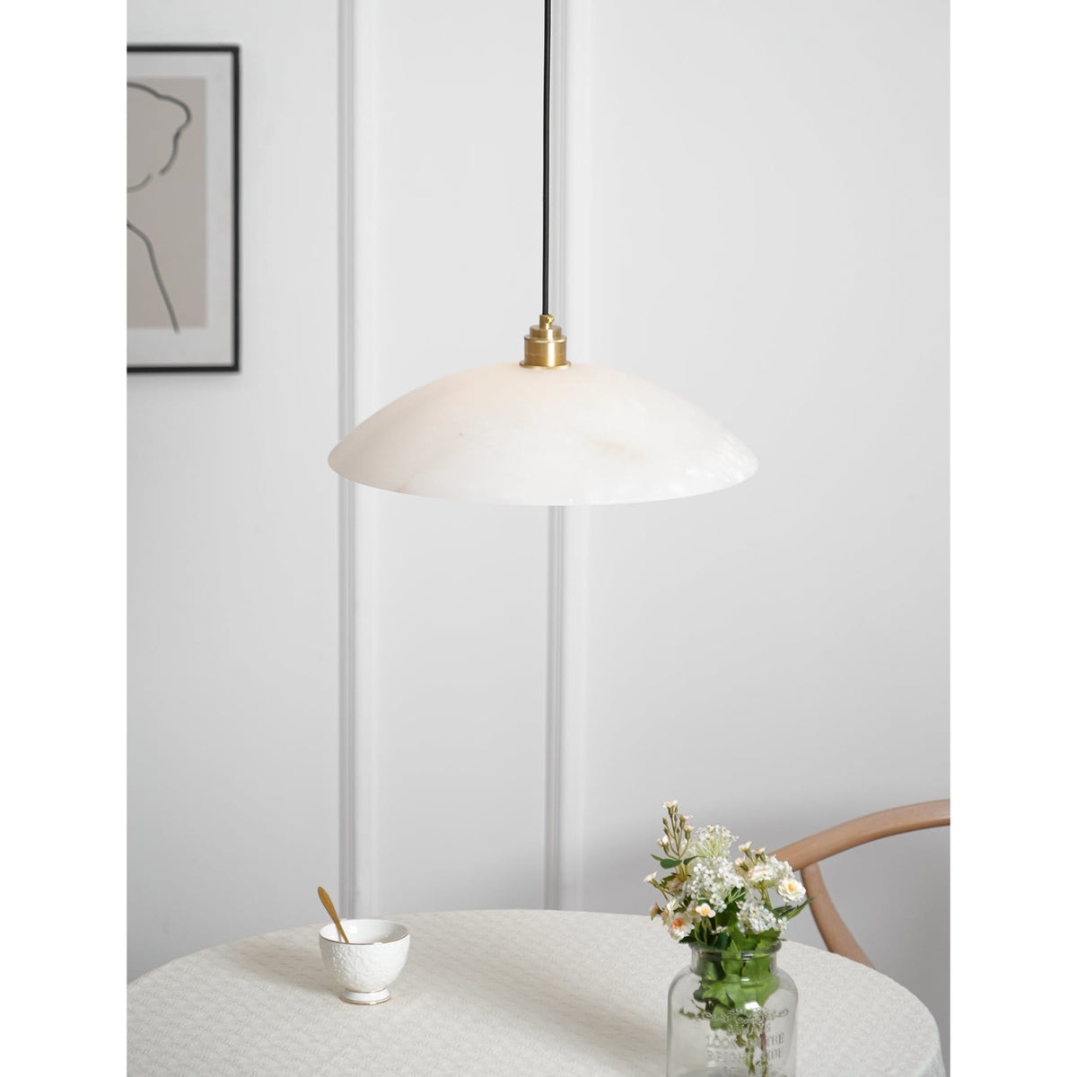 Modern Marble and Copper Pendant Light for Dining Room