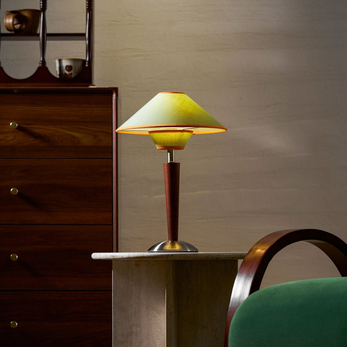 Modern Wood Table Lamp With Fabric Shade for Living Room
