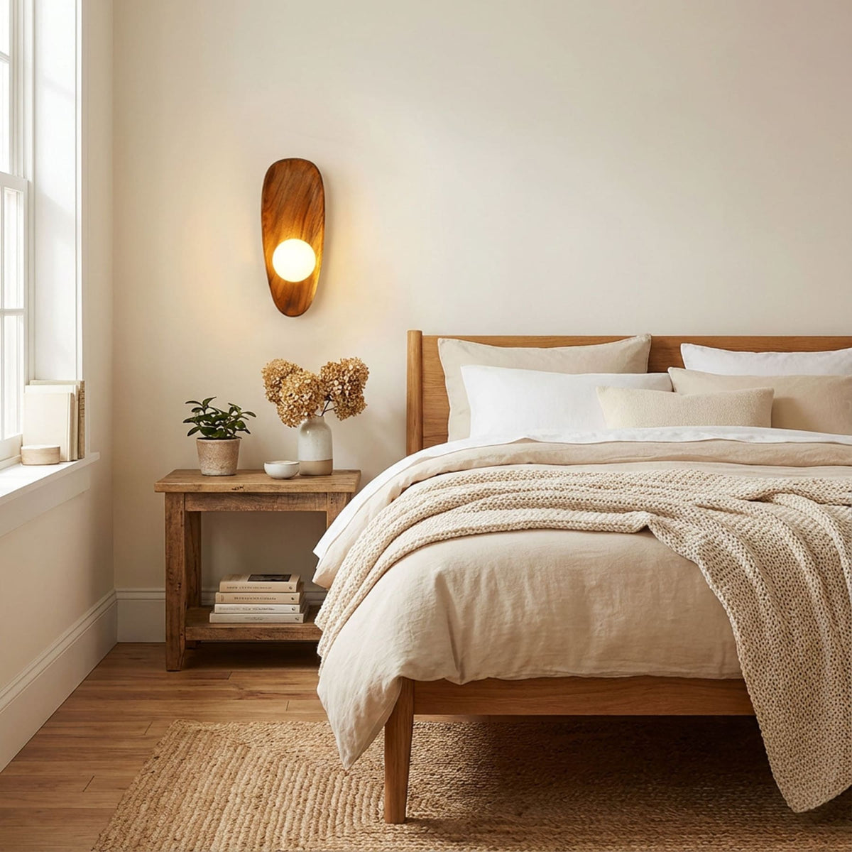 Modern Wood and Glass Wall Sconce for Living Room