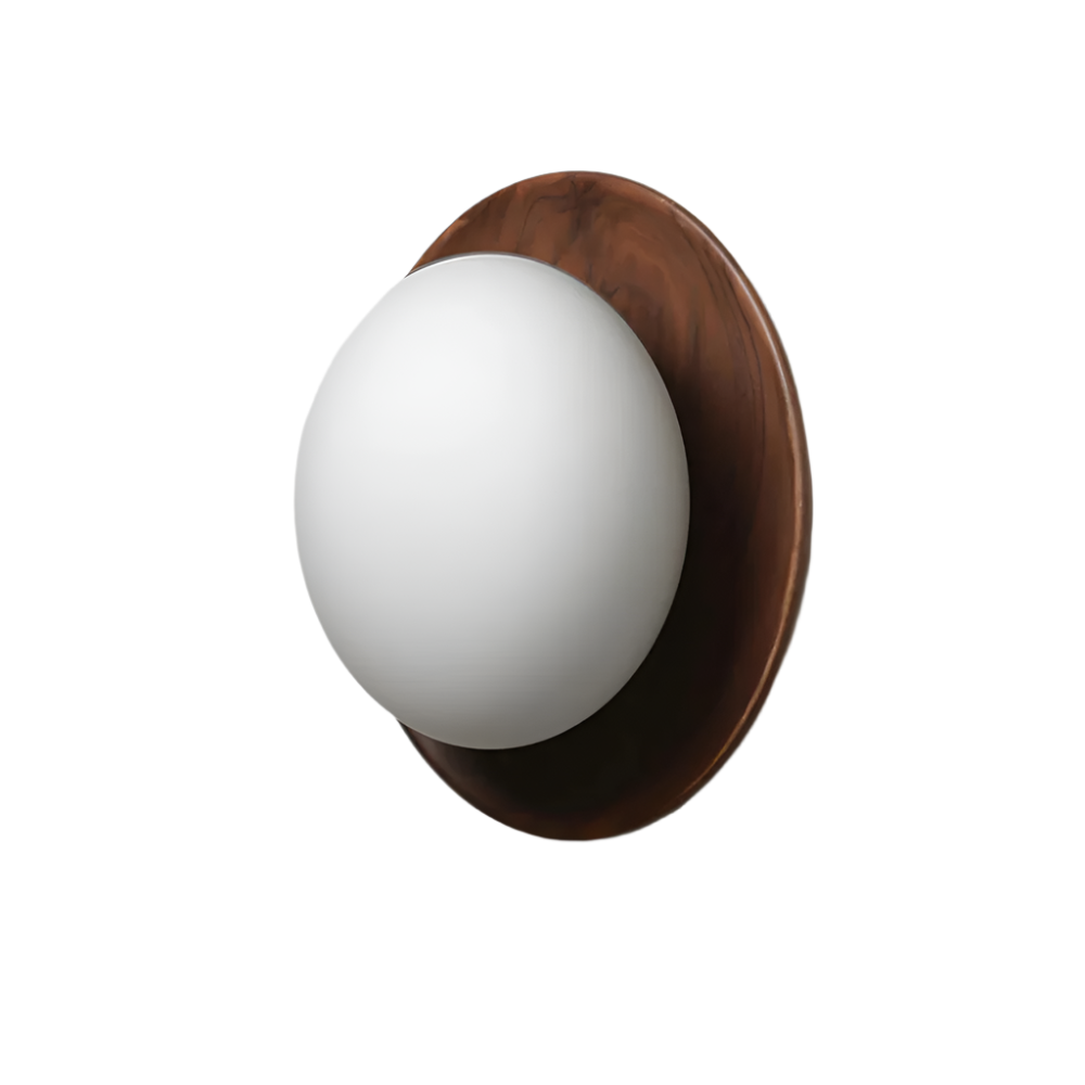 Nordic Natural Wood Wall Sconce LED Light With Globe Shade
