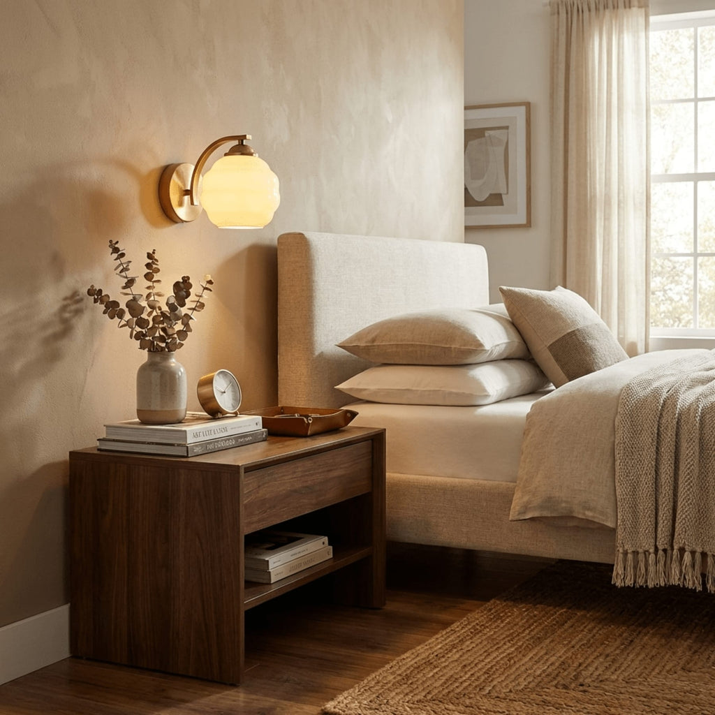 Modern Iron and Glass Wall Sconce With Warm LED Glow