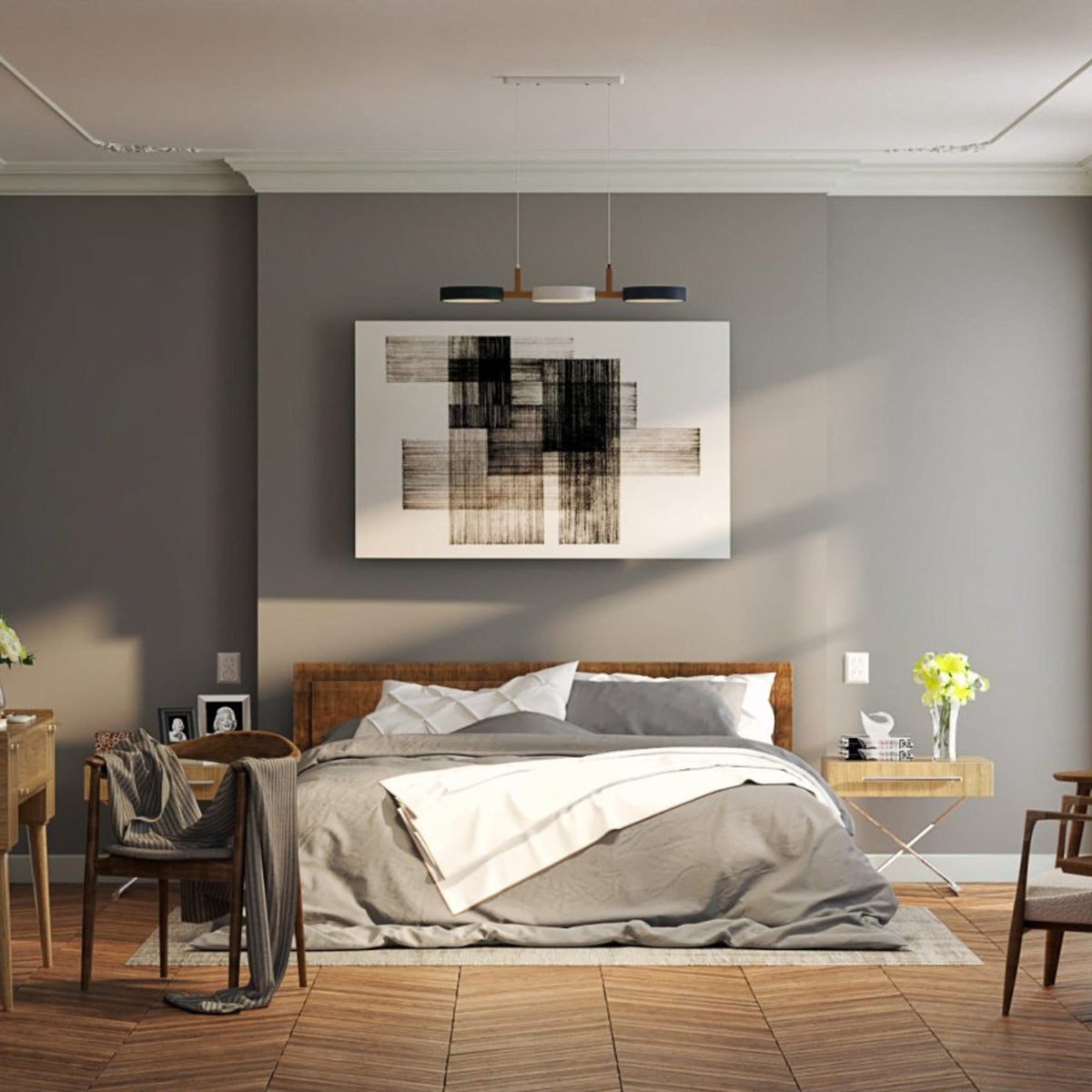 Modern Iron Linear Pendant Light for Dining Room