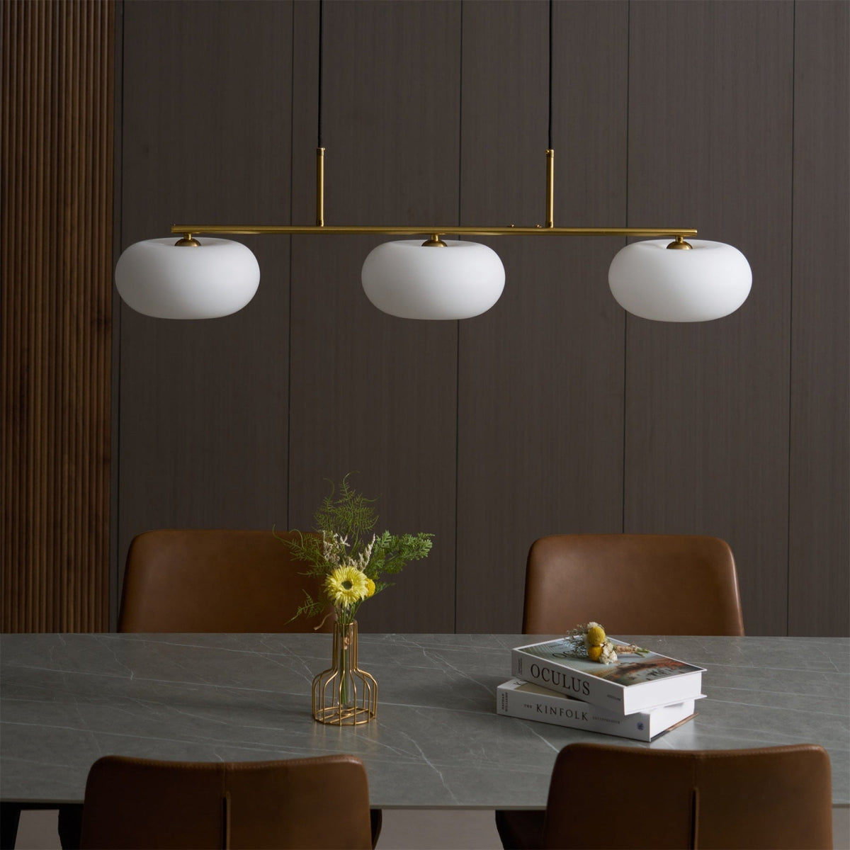 Modern Glass Pendant Light With Tri-Color LED Glow