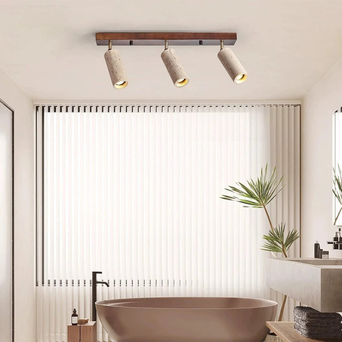 Modern Stone Linear Ceiling Light With Warm White Glow