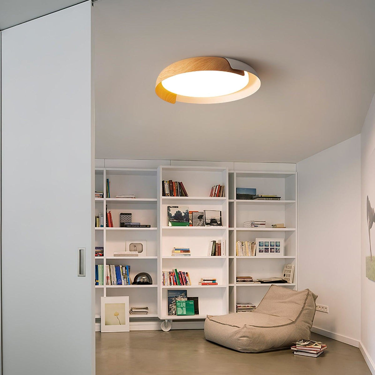 Modern Wood Flush Mount Ceiling Light for Living Room