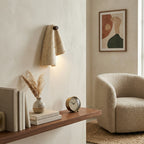 Modern Travertine Wall Sconce With Warm LED Glow