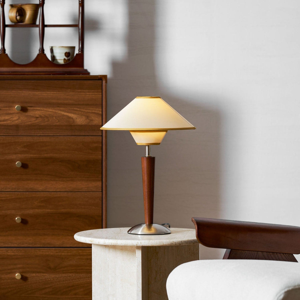 Modern Wood Table Lamp With Fabric Shade for Living Room