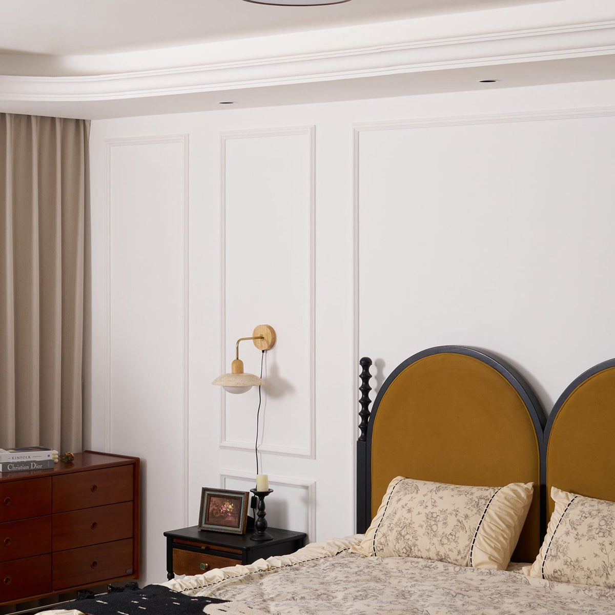 Scandinavian Wood Flush Mount Ceiling Light for Living Room