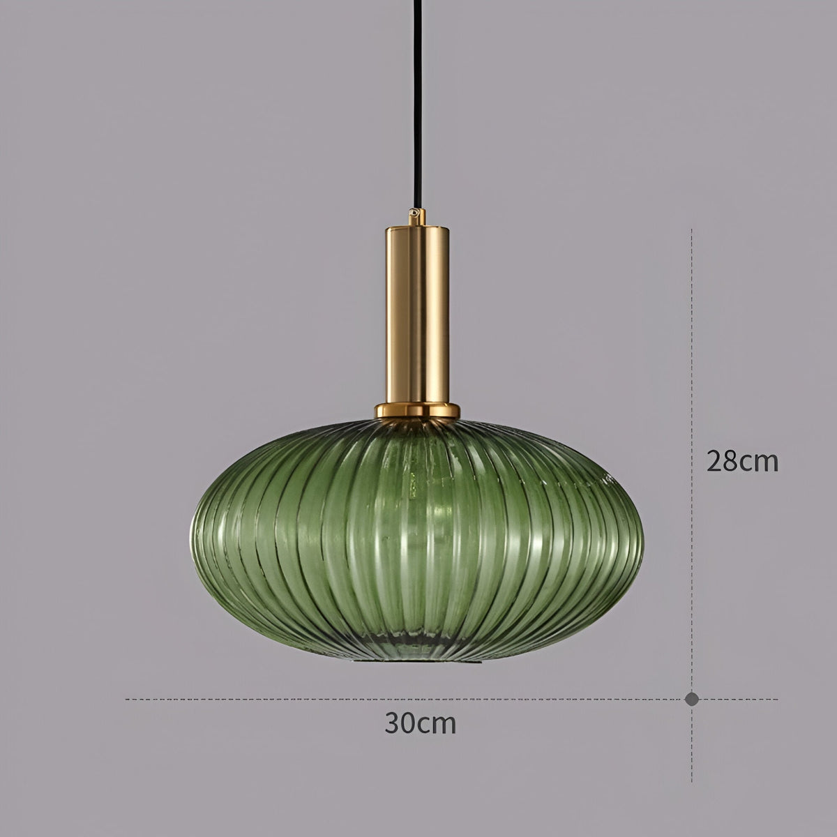 Ribbed Glass Pendant Lights With Metal Tube Fitting