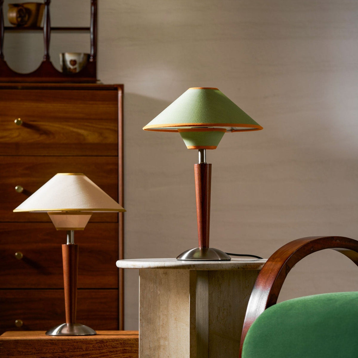 Modern Wood Table Lamp With Fabric Shade for Living Room