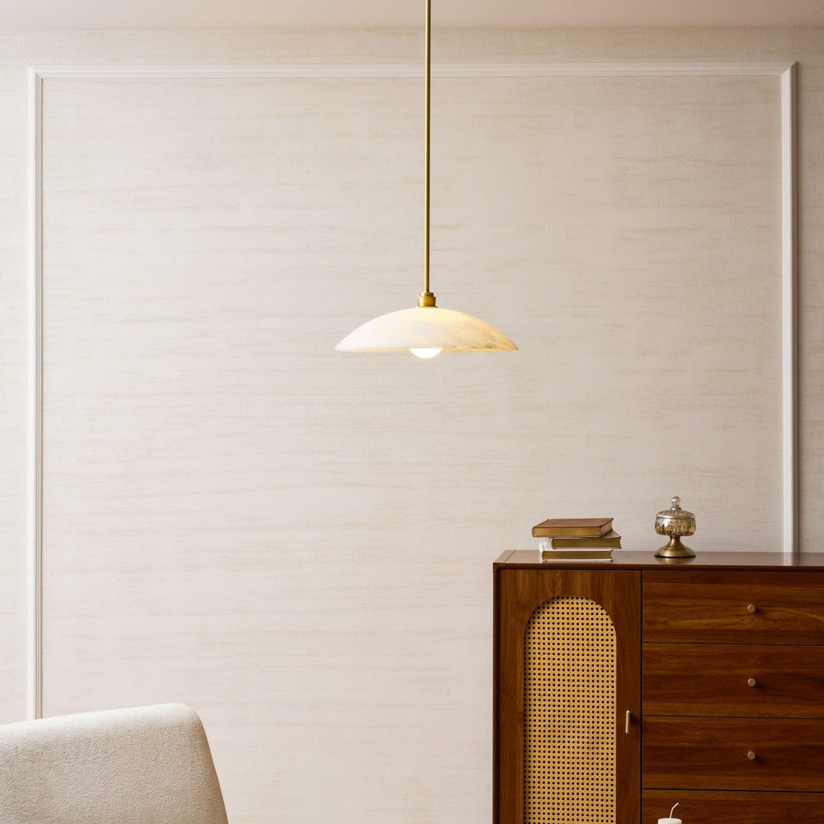 Modern Marble and Copper Pendant Light for Dining Room