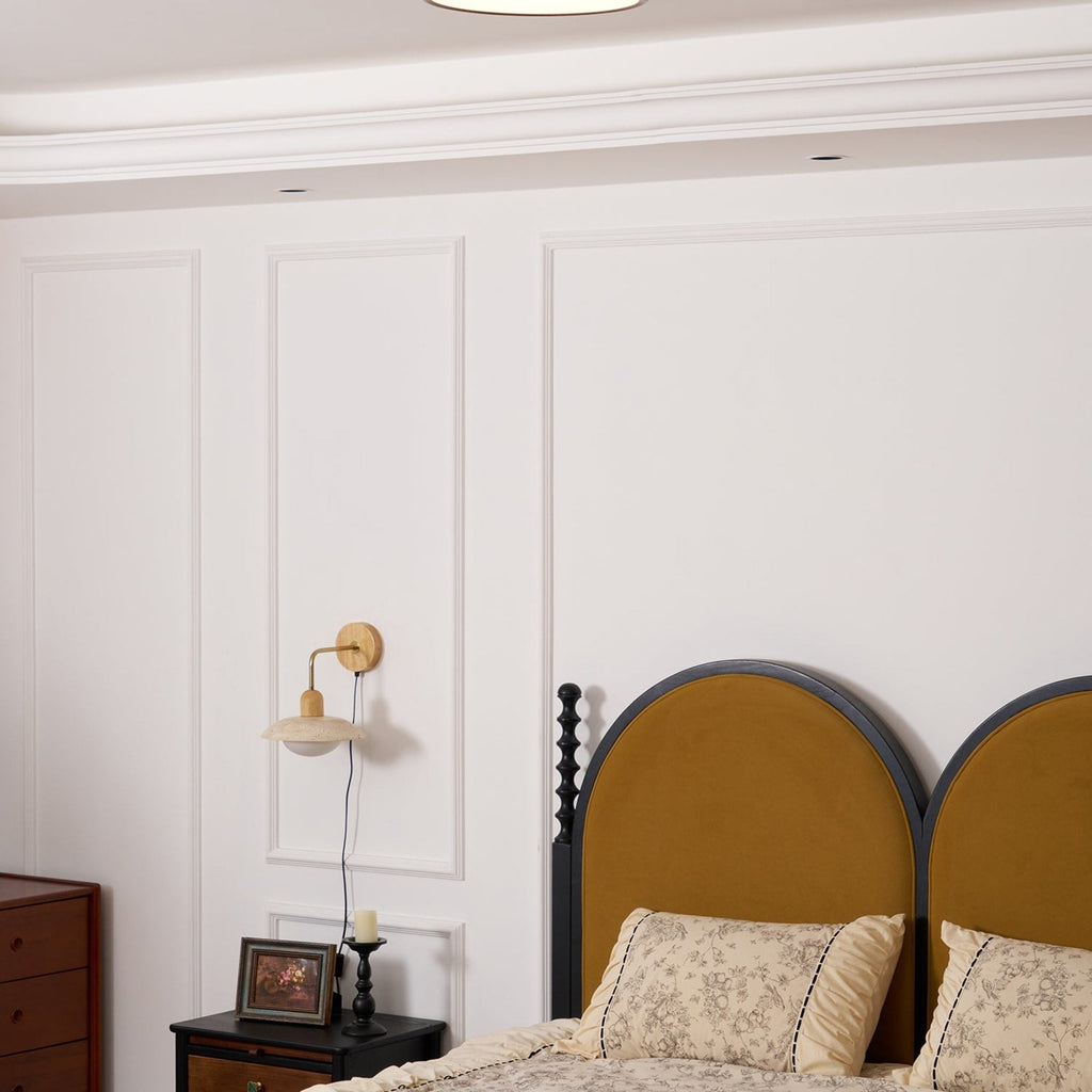 Scandinavian Wood Flush Mount Ceiling Light for Living Room