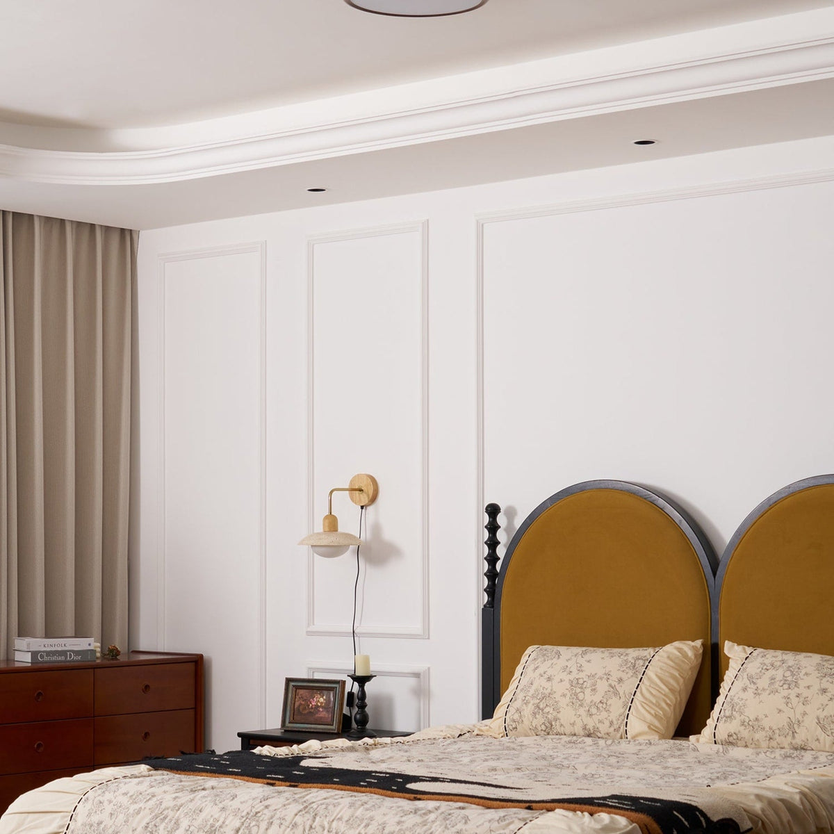 Scandinavian Wood Flush Mount Ceiling Light for Living Room