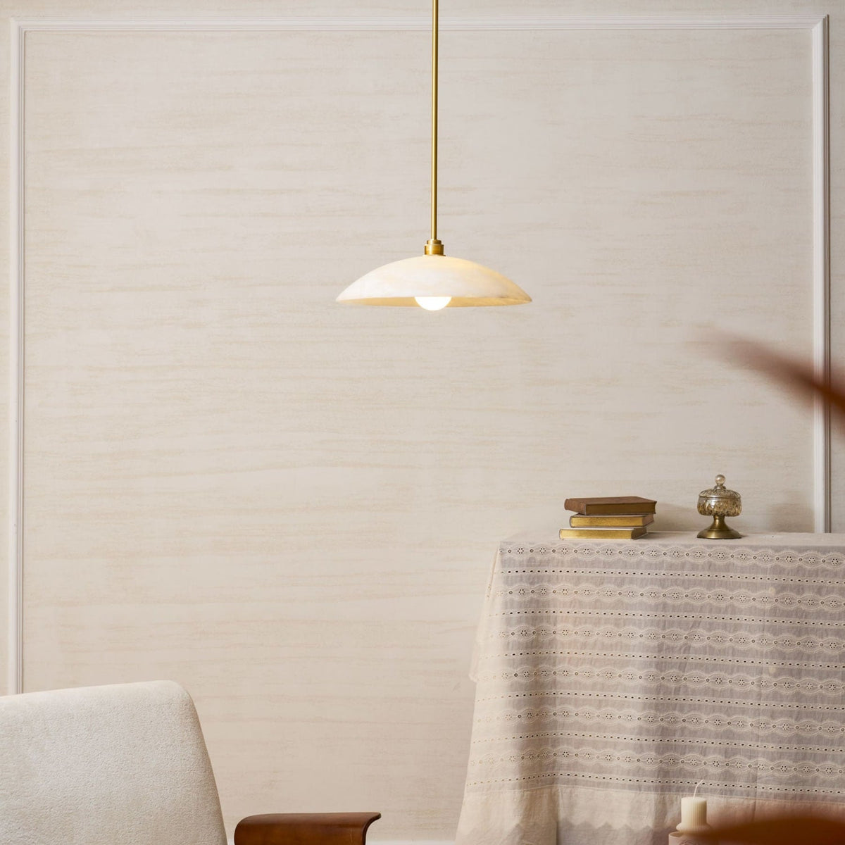 Modern Marble and Copper Pendant Light for Dining Room