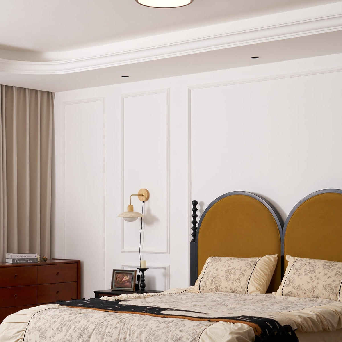 Scandinavian Wood Flush Mount Ceiling Light for Living Room