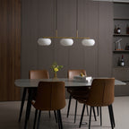 Modern Glass Pendant Light With Tri-Color LED Glow