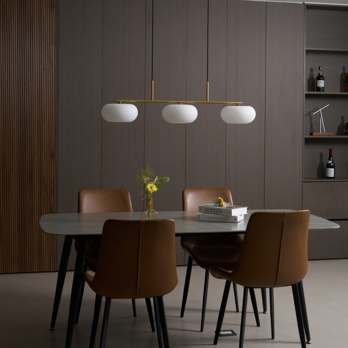 Modern Glass Pendant Light With Tri-Color LED Glow