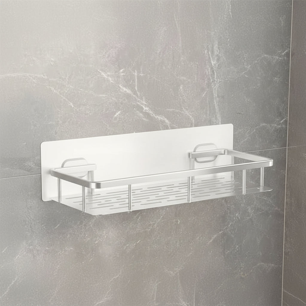 Adhesive Bathroom Shelf Drill-Free Shower Caddy Stainless Steel Wall Shelf Organizer for Shampoo and Toiletries