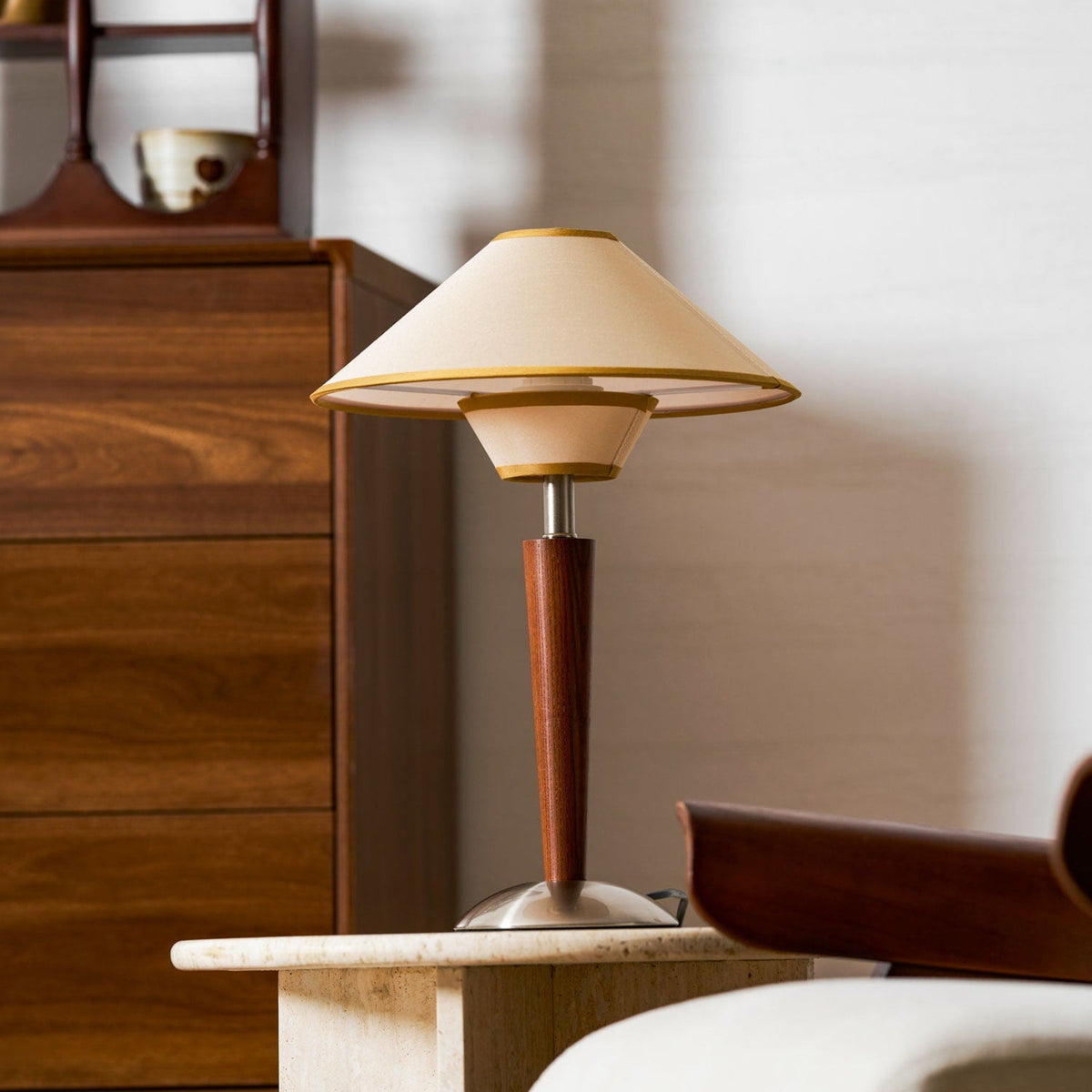 Modern Wood Table Lamp With Fabric Shade for Living Room