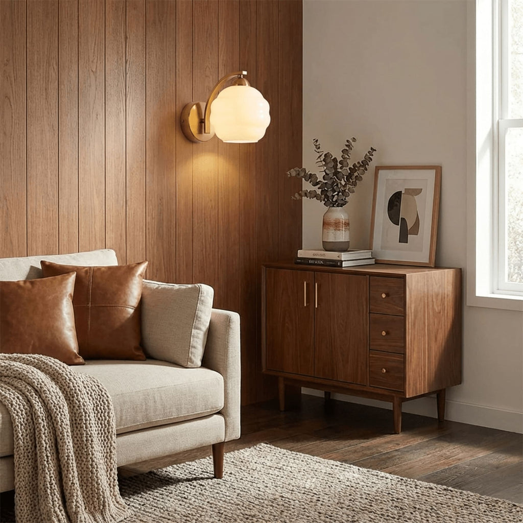 Modern Iron and Glass Wall Sconce With Warm LED Glow