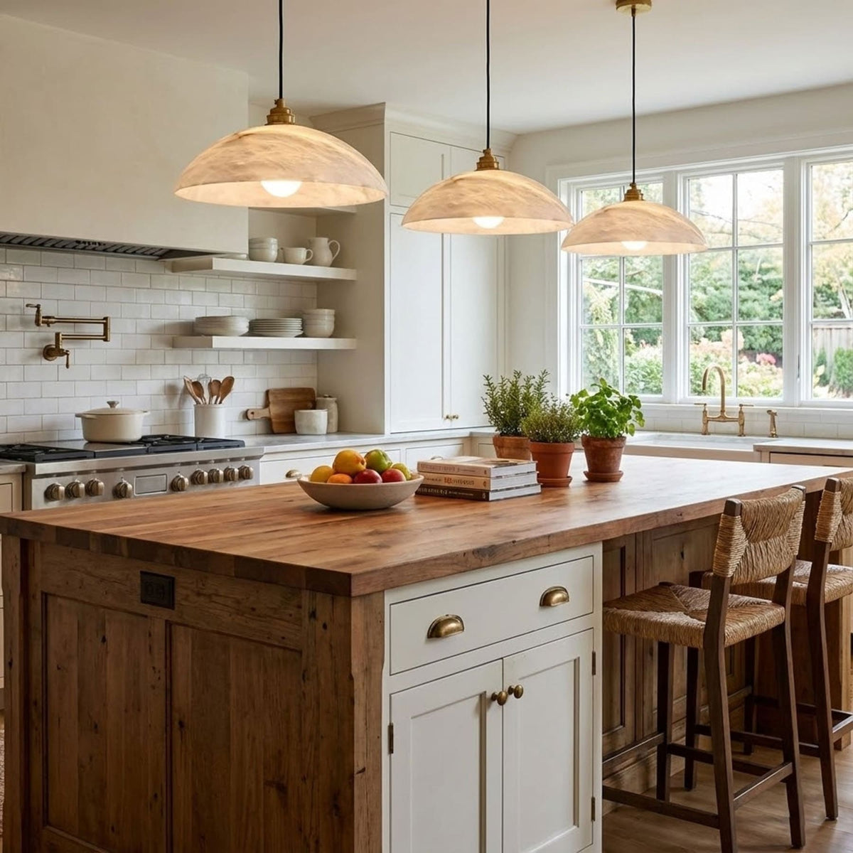 Modern Marble and Copper Pendant Light for Dining Room