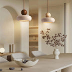 Modern Wood And Concrete Pendant Light With Warm LED Glow