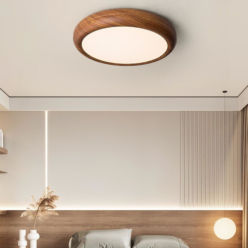 Scandinavian Wood Flush Mount Ceiling Light for Living Room