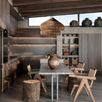 Bohemian Rattan Pendant Light With Woven Dome Shade